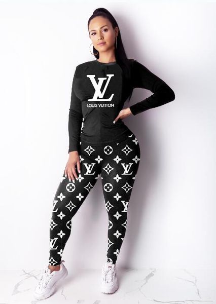 

2020 women 2 piece set letter printing half high collar long sleeved short tight trousers suit tracksuit lady sports suit brown, Gray