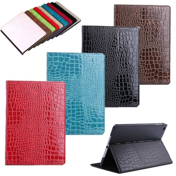 Caso de couro de luxo para ipad Pro Crocodile Virar suporte Cartão de bolso PU Capa protetora para iPad 9,7 Ar / Ar 2 Mini Series