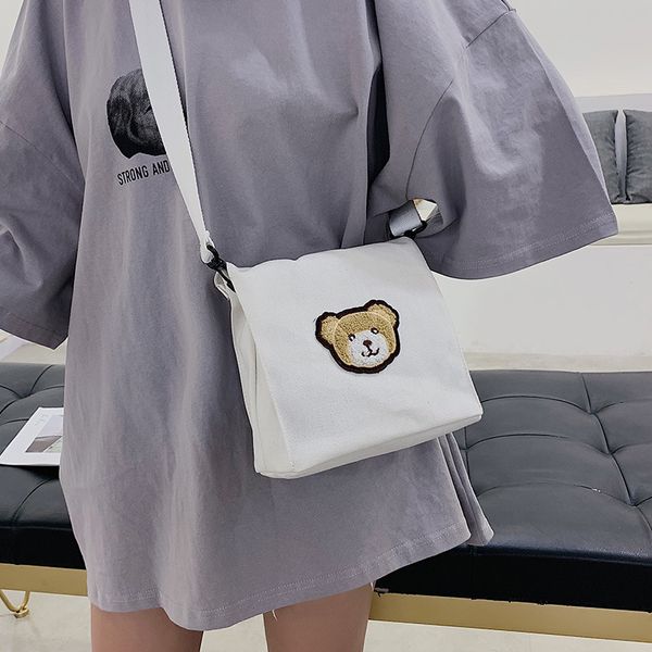 

2020 ladies fashion shoulder bag small fragrance temperament messenger bag girl bear student canvas
