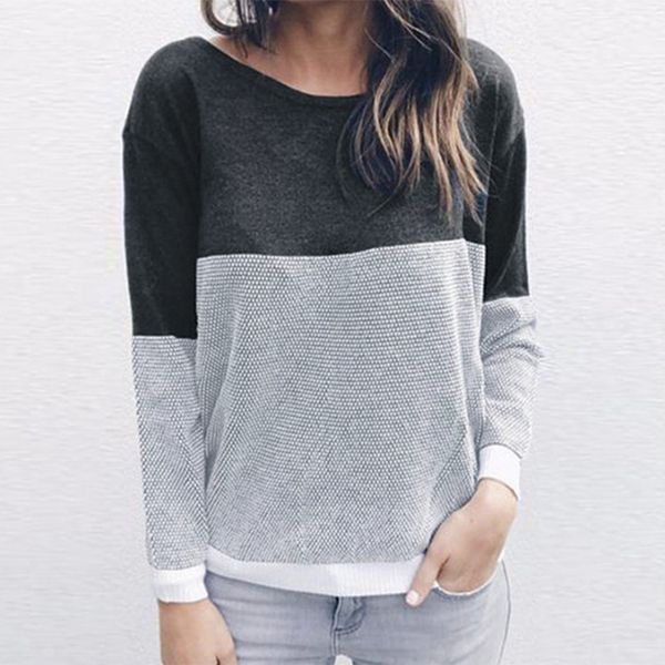 

women long sleeve knitted cotton sweater women's clothing casual patchwork pattern backless sweater gebreide femme, White;black