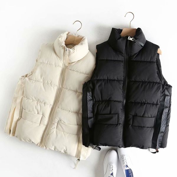 

winter zipper coat vest harajuku sleeveless jacket outwear 2019 new designwarm waistcoat plus size vest outwear, Black;white