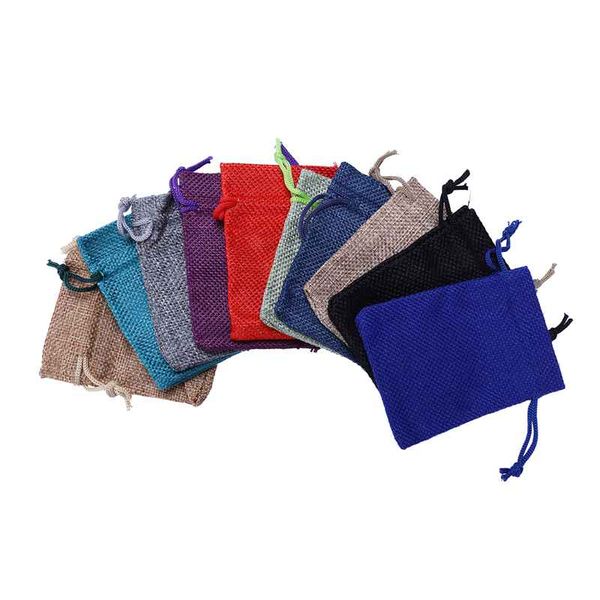 

100шт сад ткани джут drawstring мешок мешок подарка, карманный, многоразовый home decor