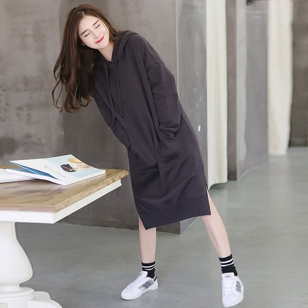 

women hooded sweatshirt pullover casual long maxi fleece autumn winter outerwear plus size 5xl 19ing, Black