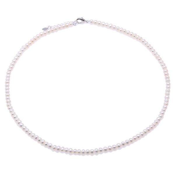 

jyx pearl necklace choker white pink lavender natural pearl necklace freshwater adjustable length 18 (4.5-5.5mm, Silver