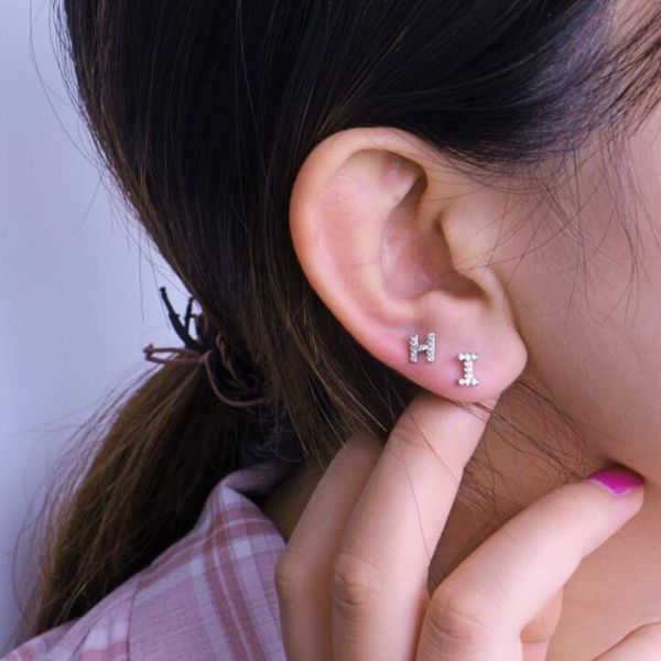 

26 letters ear studs for men women hip hop letter ear stud fashion a to z capital earrings lovers friends jewelry gifts, Golden