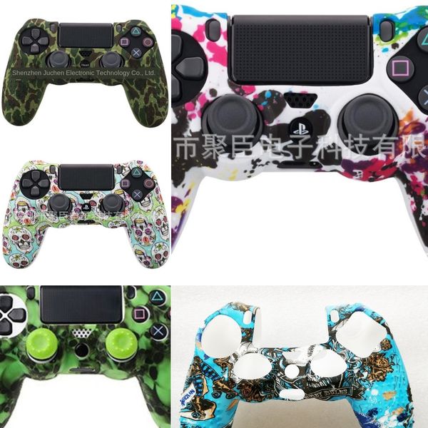 

jplvk soft cover rubber skin case cover for sony ps4 case controller grip silicone joystick to 4 colors caps choose