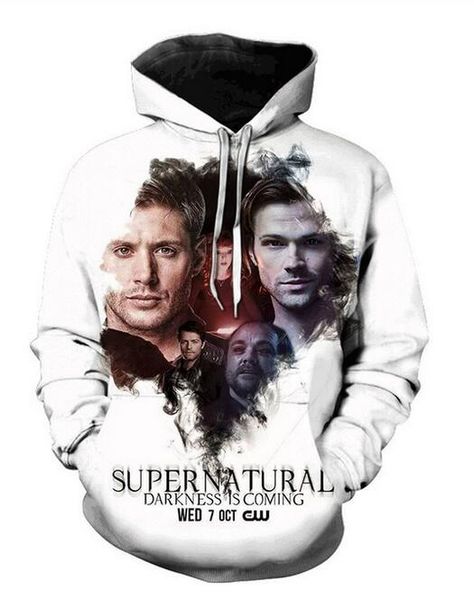

new arrive hip hop style supernatural 3d print men women fashion hoodies rg069, Black