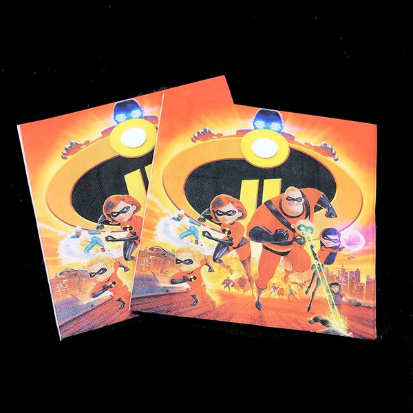 

20pcs/pack theme disposable napkins incredibles 2 theme party decorations disposable tableware