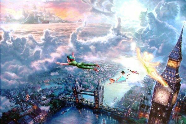 

thomas kinkade fly to neverland home decor handpainted &hd print oil paintings on canvas wall art pictures 200122