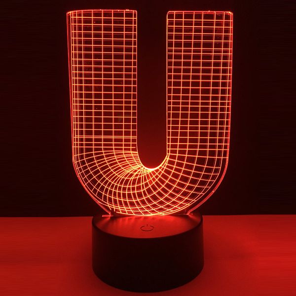 

unique 3d lighting alphabet letter u colorful flashlights remote controller decoration for home bedroom new year gift toy