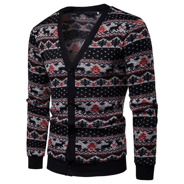 

men's autumn winter sweaters cardigan 2019 warm casual vintage printed long sleeve knit streetwear mens male pull homme, White;black