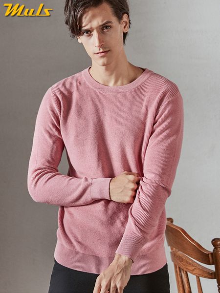 

muls birdseye sweater pullover men cotton knit spring sweater jumpers autumn male knitwear pink black 2019 dropshipping, White;black