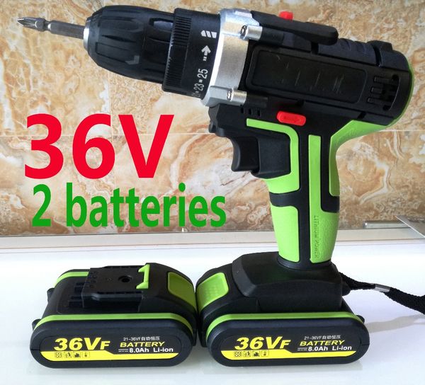

50 n/m 36v 8000mah torque 2 batteries drill electric screwdriver power tools electric drill drilling battery screwdriver