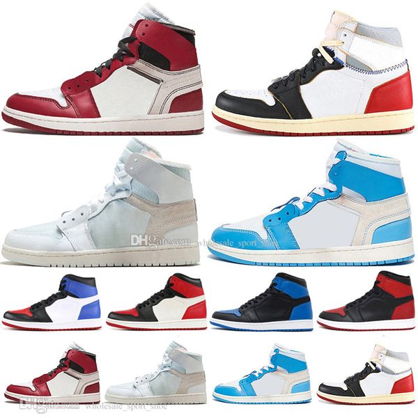 

1 3 mens basketball shoes chicago bred banned blacks toe unc royal blue fragment homage to home 1s men sports sneakers designer trainers, White;red
