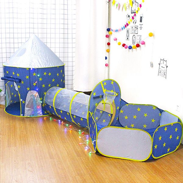 

foldable 3 in 1 spaceship children's tent baby wigwam tipi dry pool ball box rocket ship tent for kids ball pool children's room