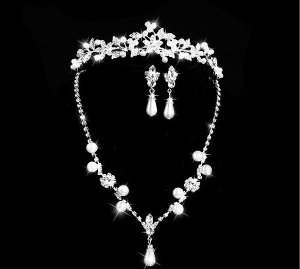 

bridal alloy pearl headdress bridal jewelry set bridal jewelry, Silver