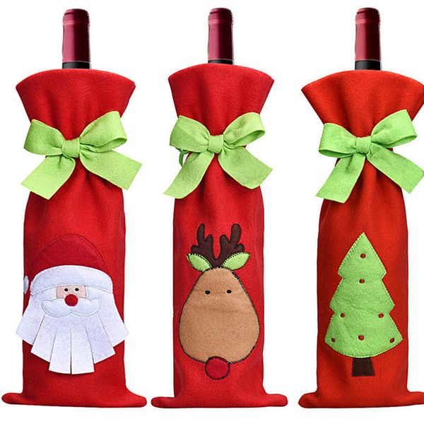 

1 шт красный бутылки вина обложка сумки рождественский ужин таблица украшения главная партия декорации санта-клаус