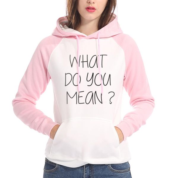 

letters print hoodies women brand tracksuits 2018 fleece style streetwear hooded raglan long sleeve sweatshirts what do you mean, Black