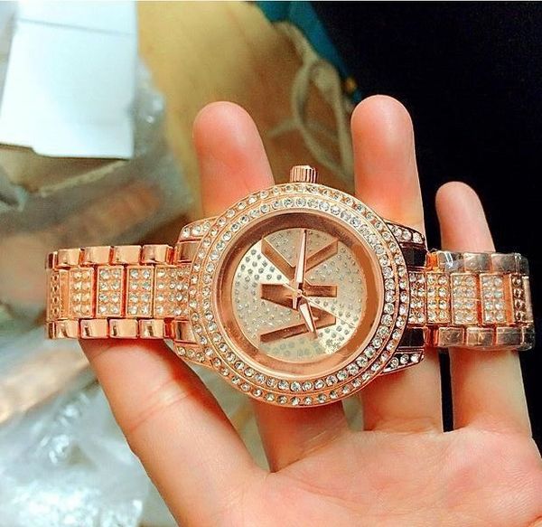 

Роскошные стразы с бриллиантами инкрустация Часы циферблат Стиль календаря Модн