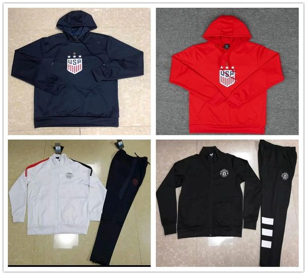 

usa hoodie jacket kit ronaldo 2019 2020 psg tracksuit dybala mandzukic d. costa hoodie training suit da calcio football jackets sweatshirt, Black;yellow