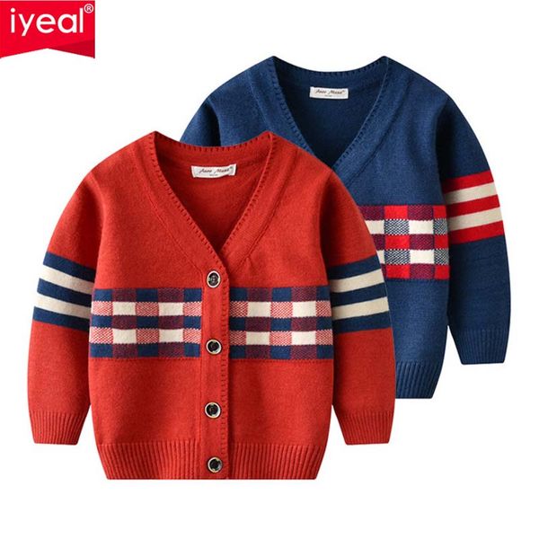 

iyeal boys sweater baby boy causal v-neck patchwork cotton cardigan school outerwear for toddler kids clothes 1-3 years, Blue