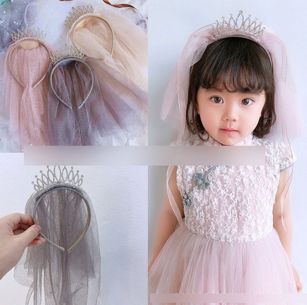 Shining Girls Rhinestones Crown Hair Sticks Kids Sequins Lace