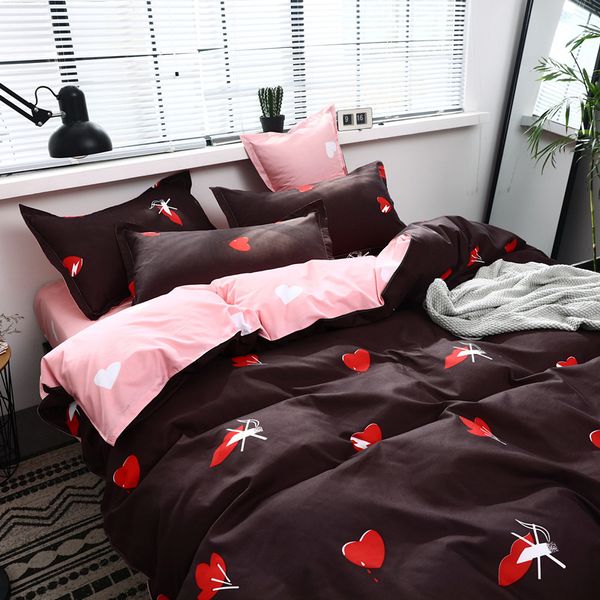 

стильный симпатичный мультфильм pattern простынь и наволочка 4pc 100% хлопок матрасы обложка постельное белье наволочки soft