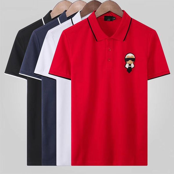 

Luxury Design Designer Male Summer Turn-Down Collar Short Sleeves Polo Shirt Men Top High Street Embroidery Printing Clothes Plus Size A1969