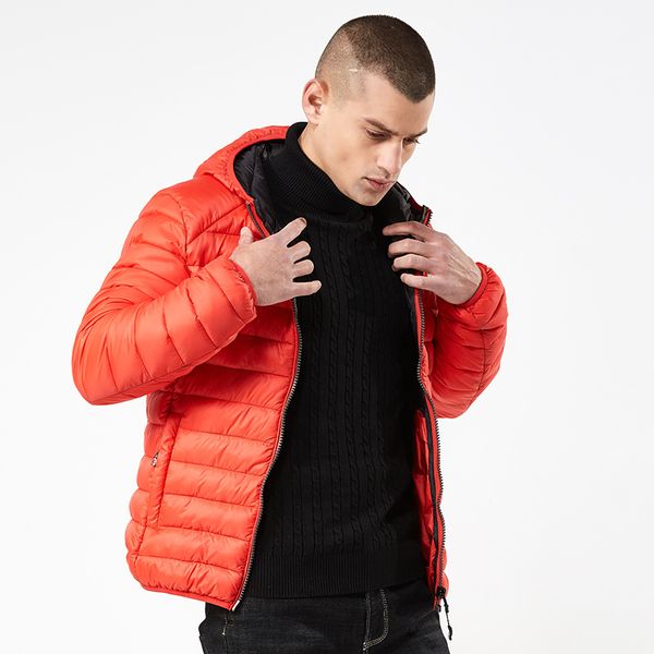 

fashion men jacket winter thin and light down cotton hooded casual coat new mens solid color warm windbreaker outerwear clothing, Black