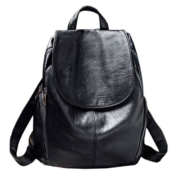 

женщины рюкзак искусственная кожа школа рюкзаки для девочек-подростков черный мягкий свободного покроя путешествия рюкзак женщин сумки стипе