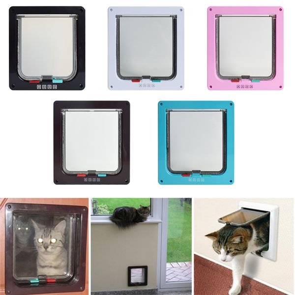 

5 colors dog cat kitten door security flap door abs plastic small pet cat dog gate door pet supplies s/m/l