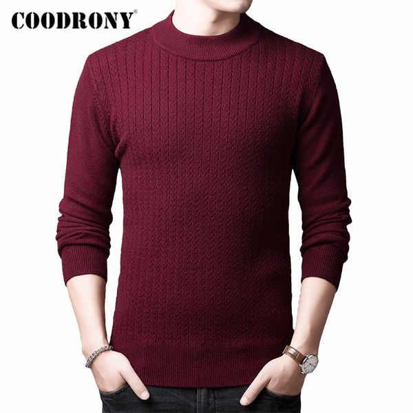 

coodrony brand sweater men autumn winter thick warm cashmere wool pullover men pure color knitwear turtleneck pull homme 91114, White;black