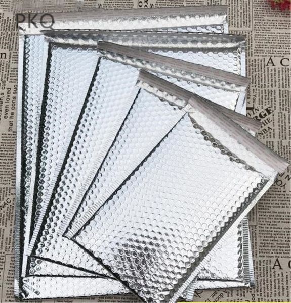 

30pcs 22 sizes silver metallic bubble mailer bubble envelope bag large courier bags gift packaging wedding favor bag