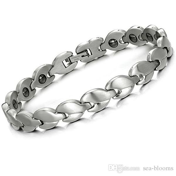 

wholesale elegant new fashion jewelry accessories stainless steel bracelets magnetic keep health bangle for lady woman b867s, Black