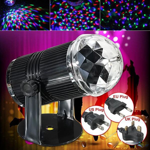 3w ЕС / США Подключите Звук Активированный RGB LED Кристалл Stage Light Magic Ball Disco DJ Лазерное освещение Для дома Party Bar Этап освещения