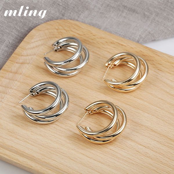 

new fashion trend earrings 2019 brincos oorbellen simple metal wind letter round shape earrings for women gift, Silver