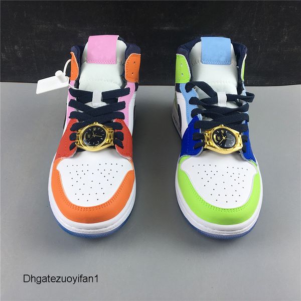 

with box 2019 mens basketball shoes blue the great 1s mid fearless cq7629-100 for men brand designer sports trainers