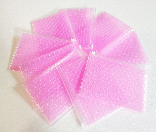 

pink color pvc bubble film zipper bag transparent waterproof shockproof pressure-proof envelope zipper bubble packing bags