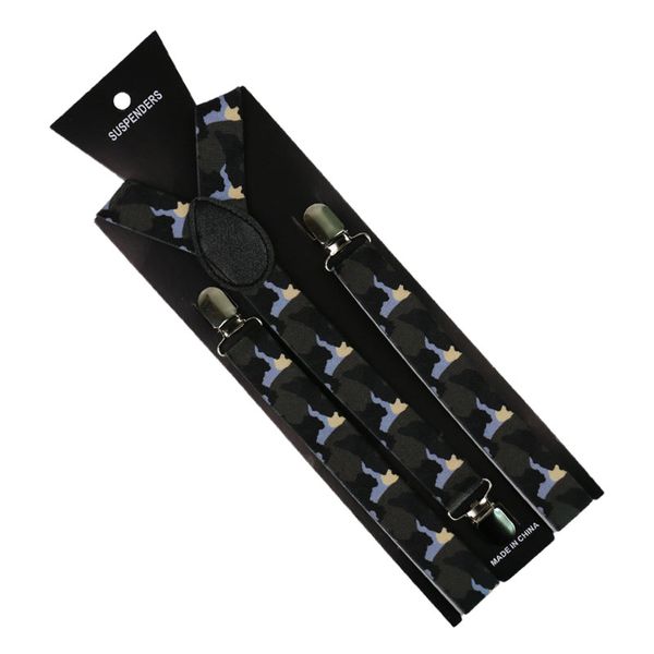 

new fashion 2.5 cm wide vintage military clip-on camouflage suspenders elastic braces outdoor suspenders, Black;white