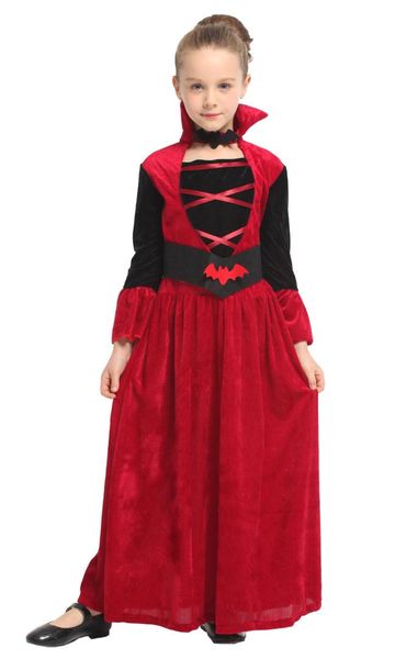 

shanghai story girls halloween vampire costumes for kids children queen cosplays carnival purim parade masquerade party dress, Black;red