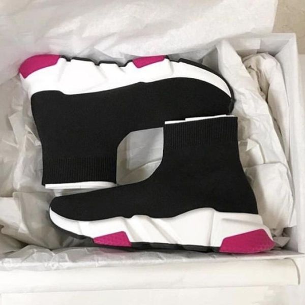 

удар дизайнерские кроссовки ан maille stretchs скорость тренер черный тан мужчины скорость середине-топ тренер носка кроссовки повседневная, Black