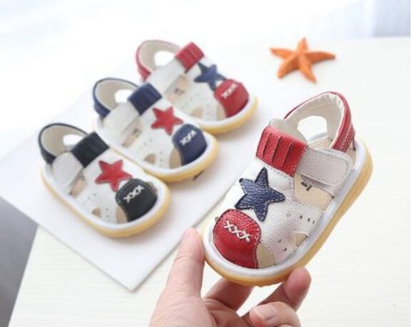 

2019 new summer leather baotou sandals for boys and girls 0-1-2-3 years old baby shoes with soft soles deliver, Black;red