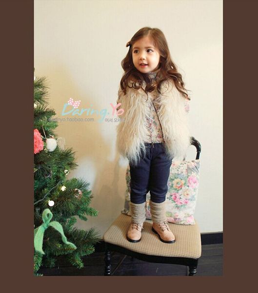 

2019 autumn winter kids clothing girls ultra- comfortable plush black faux fur vest baby girl coat, Blue