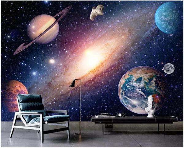 Acquista Carta Da Parati Della Foto 3d Sulla Parete Abitudine Murale Fantasia Hd Universo Cielo Stellato Tv Di Fondo Parete Decorazioni La Casa