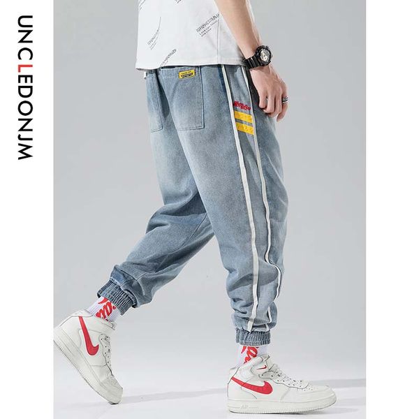 

uncledonjm fashion streetwear men's jeans casual leisure jogger pants vintage classical cargo pants men hip hop jeans homme 512w, Blue