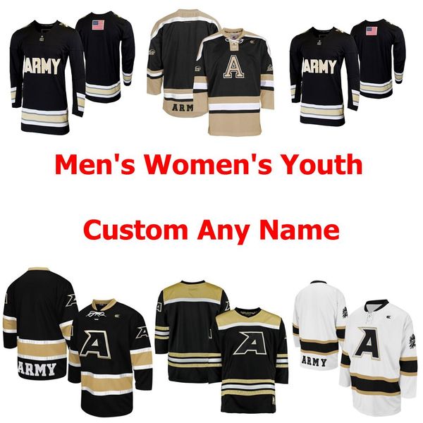 

ncaa army black knights трикотажных мужских женщины молодёжная ki колледж хоккей трикотажный прошитый на заказ любого имя или номер, Black;red