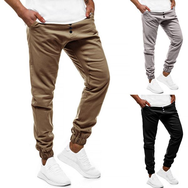 

men's hip joggers pants 2019 casual pockets mens casual fitness bodybuilding pocket skin full length sports pants streetwear, Black