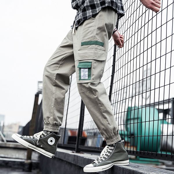 

2020 комбинезоны мужские свободные повседневные брюки весна луч ноги корейский тренд брюки дикие ноги спортивные брюки, Black