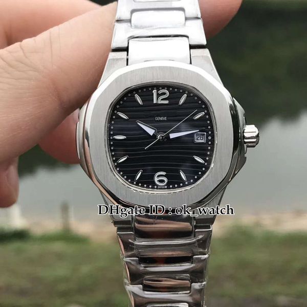 

новый спортивный nautilus 33mm черный циферблат 7010/1 7010 / 1g кварцевые часы женщин стальной корпус из нержавеющей стали ремешок леди мод, Slivery;brown