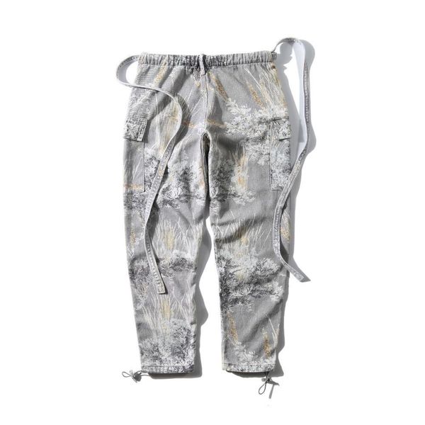 

new fear of god 6th fog jiujitsu pant fog drawstring straps,denim jean rousers elastic band mens pants hfwpkz097, Black